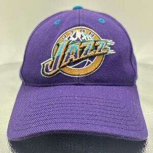 Vintage Utah Jazz NBA Puma Snapback Hat Purple Retro Basketball Cap